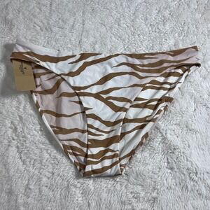 American Eagle Unsubscribed Zebra Bikini Bottom Tan White Ruched Back Medium NWT